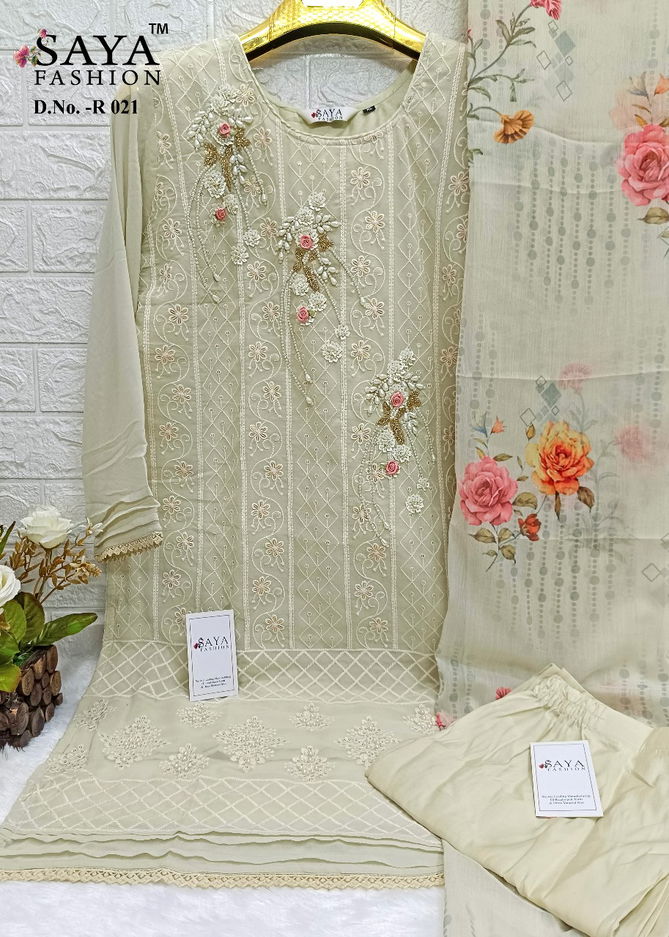 R 021 By Saya Embroidery Georgette Pakistani Readymade Suits Wholesale Market In Surat